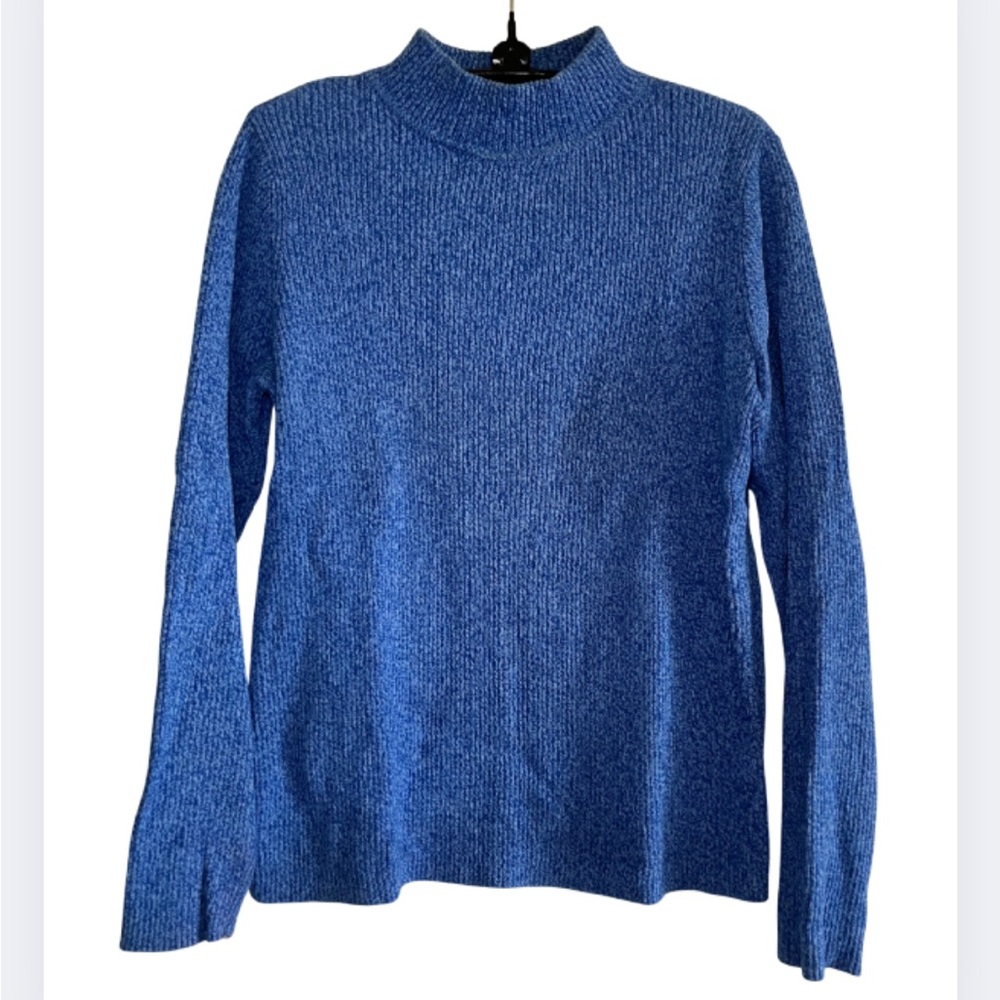 Karen Scott Heathered Blue Cowl Neck Sweater